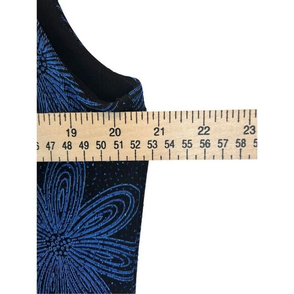 Vintage Chico’s Black & Blue Sleeveless Floral Sparkle Pullover Top Chico’s Sz 3 - Picture 4 of 5